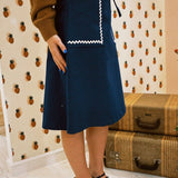 CLOAK & DAGGER MAUDE COTTON CORDUROY + CREAM RICKRACK SKIRT