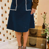 CLOAK & DAGGER MAUDE COTTON CORDUROY + CREAM RICKRACK SKIRT