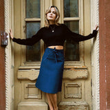 CLOAK & DAGGER MAUDE COTTON CORDUROY + NAVY RICKRACK SKIRT