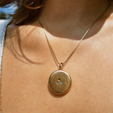 VINTAGE CIRCLE STONE LOCKET NECKLACE