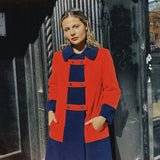 VINTAGE 60'S BRIGHT RED & BLUE MOD COAT