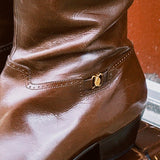 VINTAGE FERRAGAMO BROWN LEATHER BOOTS, 7