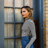SAGE STRIPED TURTLENECK