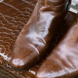 VINTAGE FERRAGAMO BROWN LEATHER BOOTS, 7