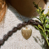 VINTAGE TWIN FLOWER HEART LOCKET NECKLACE