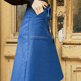 CLOAK & DAGGER MAUDE COTTON CORDUROY + NAVY RICKRACK SKIRT