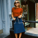 CLOAK & DAGGER MAUDE COTTON CORDUROY + CREAM RICKRACK SKIRT