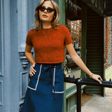 CLOAK & DAGGER MAUDE COTTON CORDUROY + CREAM RICKRACK SKIRT