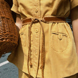 VINTAGE 70s BELTED PANT SET