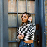 SAGE STRIPED TURTLENECK