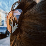 SEMI-CIRCULAR FLORAL HAIR CLIP ORANGE