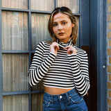 SAGE STRIPED TURTLENECK