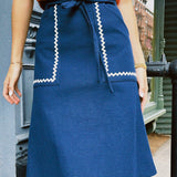 CLOAK & DAGGER MAUDE COTTON CORDUROY + CREAM RICKRACK SKIRT