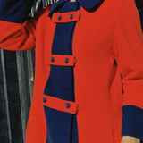 VINTAGE 60'S BRIGHT RED & BLUE MOD COAT