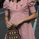 VINTAGE RED FLORAL MINI DRESS