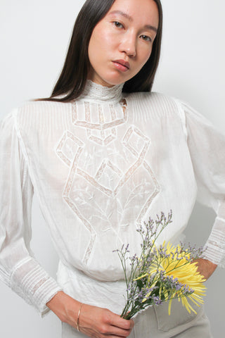 VINTAGE EDWARDIAN HIGH NECK TOP