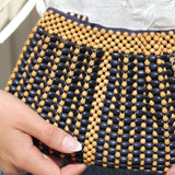 VINTAGE NAVY & TAN BEADED CLUTCH