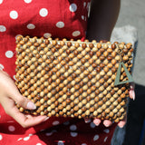 VINTAGE TAN BEADED CLUTCH