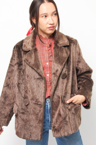 VINTAGE LIGHT BROWN MOD FUR COAT