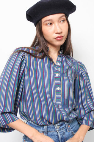 VINTAGE STRIPE SILK BLOUSE