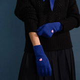 HANSEL FROM BASEL CASHMERE HEART GLOVES, COBALT O/S