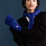 HANSEL FROM BASEL CASHMERE HEART GLOVES, COBALT O/S