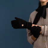 HANSEL FROM BASEL CASHMERE HEART GLOVES, BLACK O/S