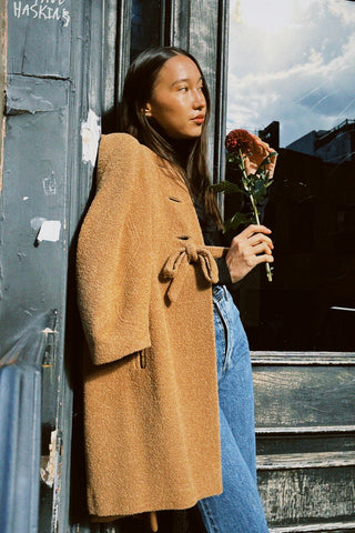 VINTAGE TAN TEDDY SWING COAT