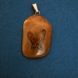 VINTAGE SCRIMSHAW CHARM ORANGE BUTTERFLY