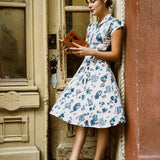VINTAGE 40s VASE PRINT MIDI DRESS