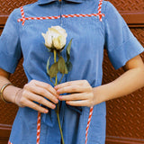 VINTAGE 70s CHAMBRAY & GINGHAM DRESS