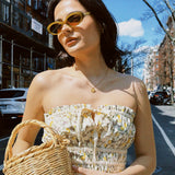 CAPRI SMOCKED LEMON TUBE TOP