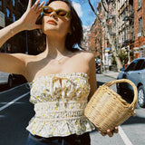 CAPRI SMOCKED LEMON TUBE TOP