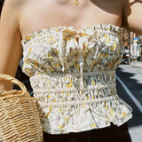 CAPRI SMOCKED LEMON TUBE TOP