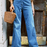 VINTAGE 70s SIDE BUCKLE FLARE JEAN