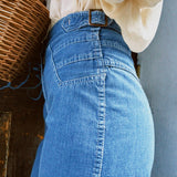 VINTAGE 70s SIDE BUCKLE FLARE JEAN