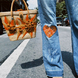 VINTAGE 70s CALICO PATCHWORK FLARE JEANS