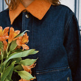 THE GREAT. DENIM SWINGY JACKET