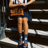 VINTAGE 70'S NAVY WHITE POLKA DOT DRESS