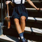 VINTAGE 70'S NAVY WHITE POLKA DOT DRESS