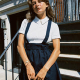 VINTAGE 70'S NAVY WHITE POLKA DOT DRESS