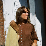 DYLAN SHORT SLEEVE CABLE KNIT CARDIGAN