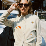 VINTAGE 50'S CREAM DAISY CASHMERE CARDIGAN