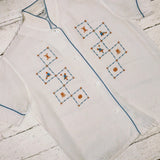 VINTAGE 60'S EMBROIDERED PJ STYLE TOP