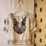 VINTAGE 50'S B&W HUNGARIAN PEASANT BLOUSE - Cloak and Dagger NYC