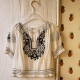 VINTAGE 50'S B&W HUNGARIAN PEASANT BLOUSE - Cloak and Dagger NYC