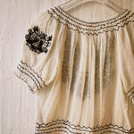 VINTAGE 50'S B&W HUNGARIAN PEASANT BLOUSE - Cloak and Dagger NYC