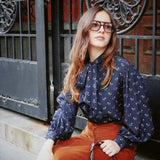 VINTAGE DOG PRINT SECRETARY BLOUSE