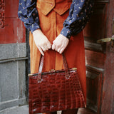 VINTAGE BROWN CROCODILE LEATHER BAG