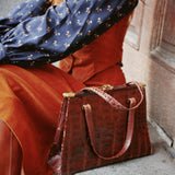 VINTAGE BROWN CROCODILE LEATHER BAG